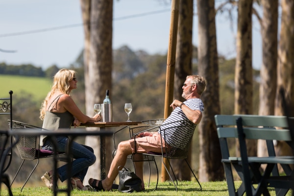 Couple relaxing at Tilba Valley Winery