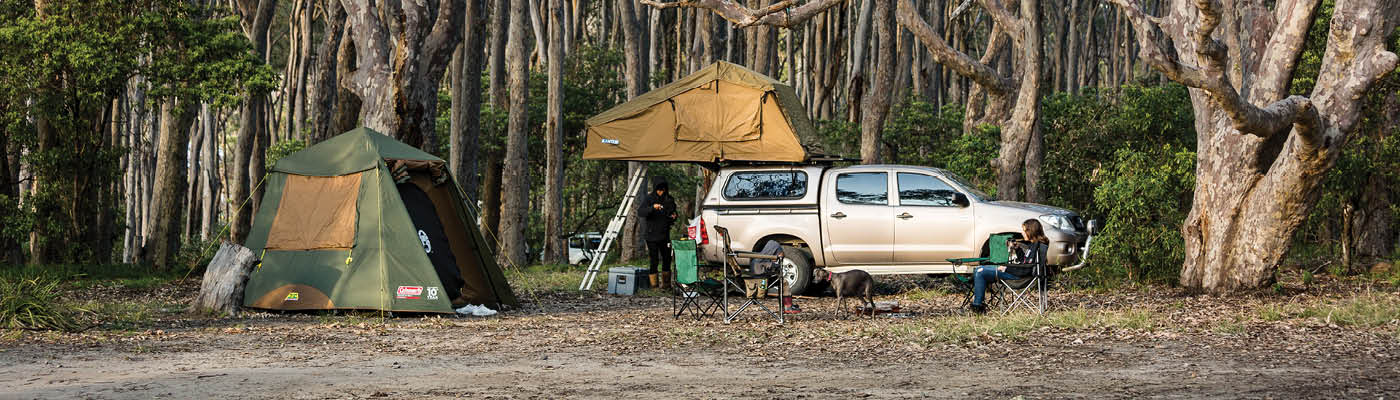 Bush camping and campsite at Mystery Bay, NSW